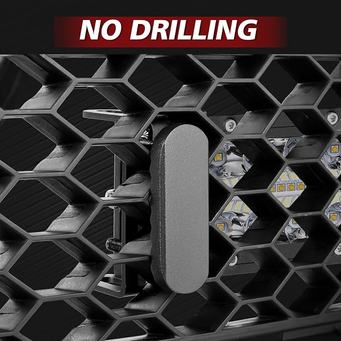 6-30 Inch LED Light Bar Hidden Behind Grille Mounting Brackets | Grille Mounting Brackets Fit M6/M8 Single/Double Row Side Mount Light Bars for F-150 Ranger RAM1500 Tocama Tundura GMC