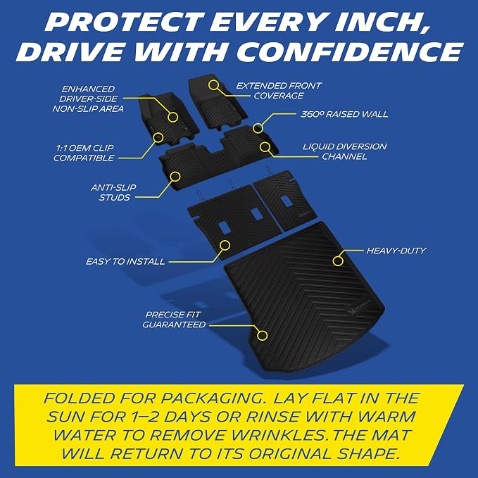 Michelin Vehicle Mats for 2024-2026 Chevy Equinox EV | Not Fit Gas, All-Weather TPE Custom Fit Liner, Premier