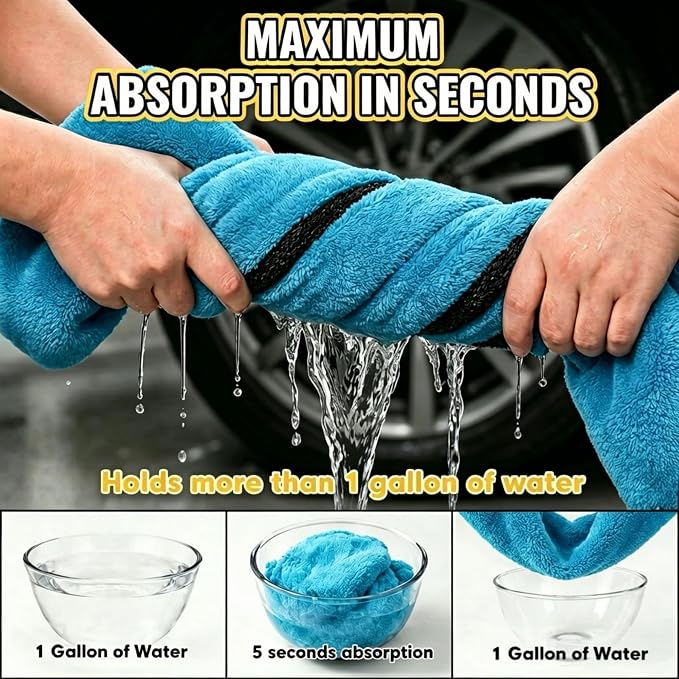 teworld® 2-Pack Car Drying Towels, Large 36 x 28 Inch, 1300 GSM, Dual-Color | Twisted Loop Microfiber Towel for Cars - Absorbent Car Dry Towel and Car Wash Towel for Streak-Free, Paint-Safe Car Detailing