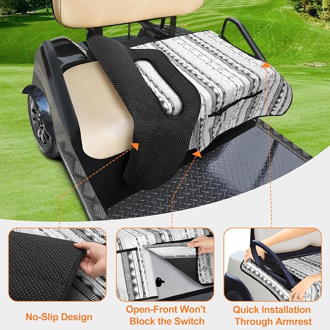 PGmoon Golf Cart Seat Covers with 4 Front Pockets & Nonskid Bottom