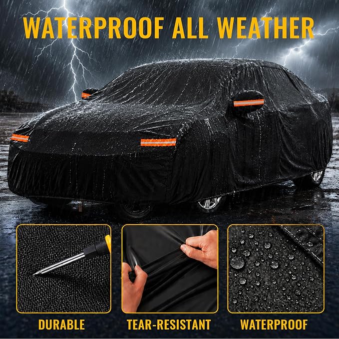 X AUTOHAUX Car Cover for Nissan Altima 2013-2024 210D-PU Outdoor Full Car Cover All Weather with Door Zipper for Waterproof Windproof Sun Rain Snow Protection