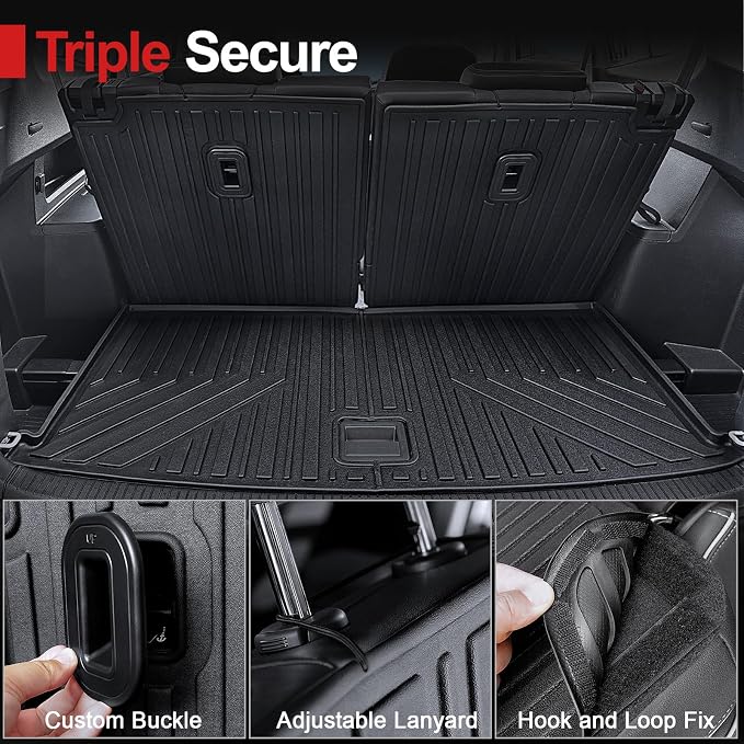 Cargo Mat for Volkswagen Atlas 2018-2025 2026 (Not for Cross Sport)-All Weather TPE Cargo Liner with Backrest Mat for VW Atlas SE SEL Peak Edition Accessories