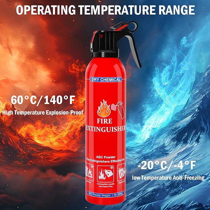 ABC Dry Chemical Fire Extinguisher with Wall Mount - Household Marine Fire Extinguisher for Kitchen Home, Car, Boat, Truck, Electrical, Grease Fires
