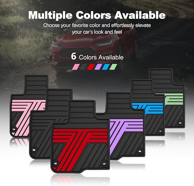 Floor Mats Fit for 2023-2027 Honda HRV Sport/LX/EX-L (Gasoline & Hybrid) & for Acura ADX 2025-2026, Custom Fit All Weather Protection Heavy Duty Anti-Slip Car Mats for HR-V, 1st & 2nd Row Black & Red
