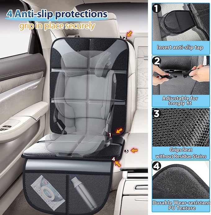 Gimars Car Seat Protectors, 2 Pack XL 5-Layer Thickest EPE Waterproof Protectors with 600D Fabric, Nonslip Backing, Storage Pockets for SUV, Sedan, Truck, Leather Seats (Gray)
