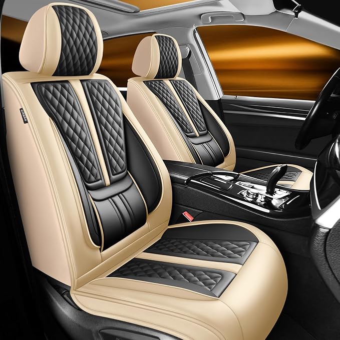 Fit HRV Car Seat Covers Compatible with Honda HR-V 2016-2023 2024 2025 2026.Full Coverage Waterproof Leather,All - Weather Seat Cushion Protector-Easy Installation(Full Set 5 Seats,Beige)