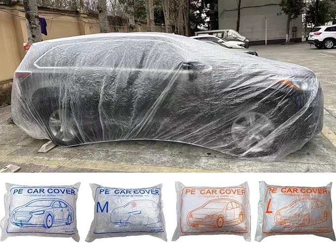 Waterproof Universal Rain Dust Garage Cover with Elastic Band for SUV Sedan Cars, Covers for Outdoor Snow/Rain Weather Protection，Individually packaged, super convenient(Membrane size：12.5ft x 21.7ft)