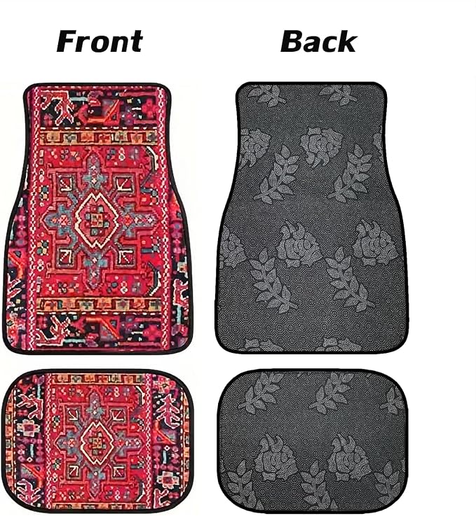 Car Floor Mats Non-Slip Automotive Floor Mats All-Weather Front Rear Car Floor Foot Mat Sets of 4 Pieces Foot Mats Rugs Carpet for Car Trucks SUV Sedans (Red)