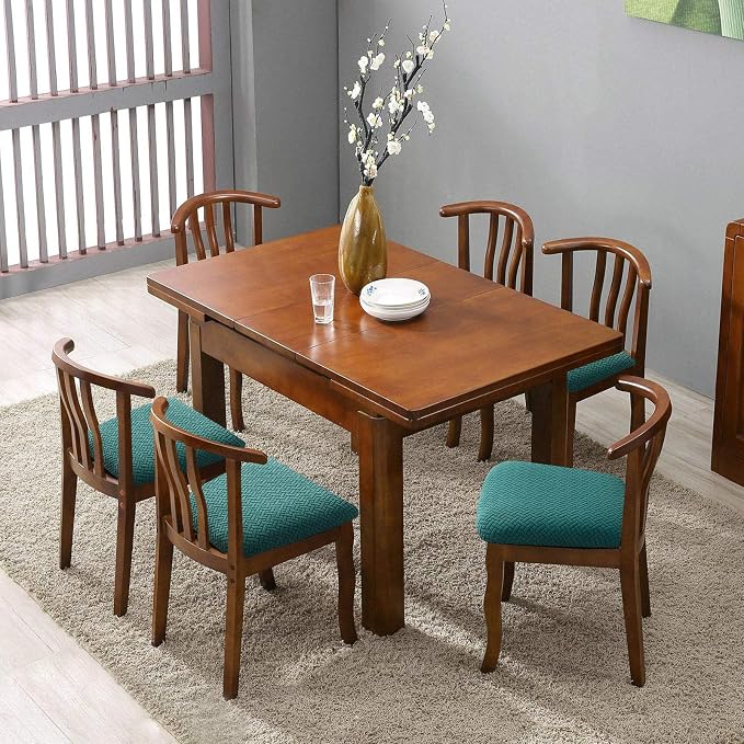 Genina Seat Covers for Dining Room Chair Seat Slipcovers Kitchen Chair Covers (Teal, 2 Pcs)
