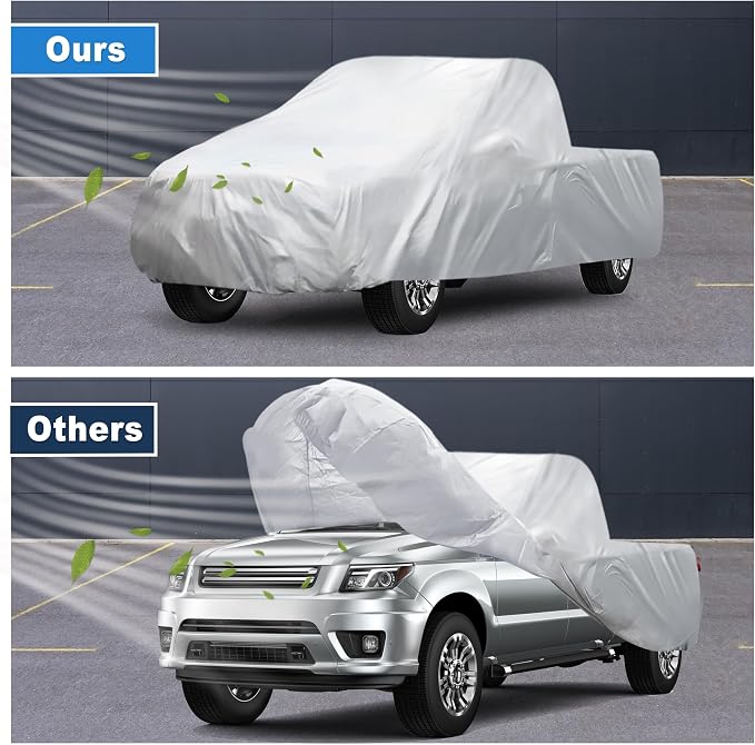 ACROPIX 180T Gray Car Cover Waterproof All Weather Full Exterior Cover Rain Hail Sun Protector Car Cover Fit for Truck Length Up to 260 Inch - Pack of 1