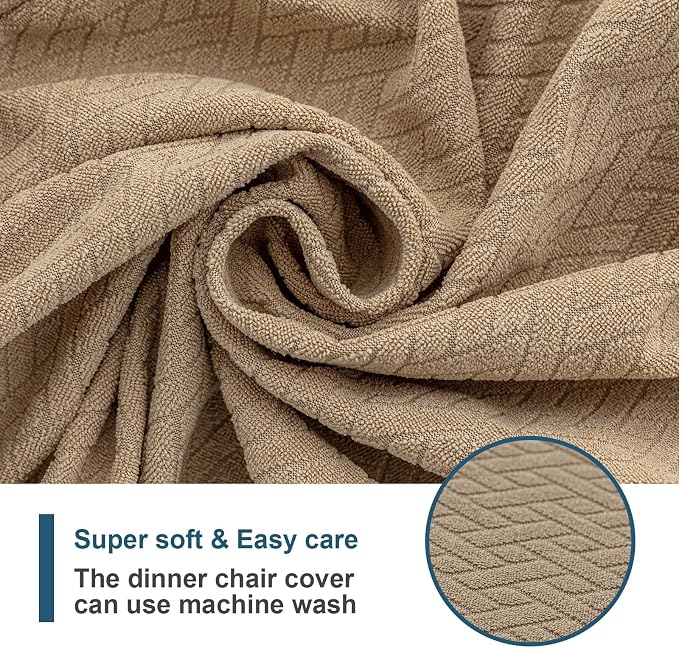 Genina Waterproof Seat Covers for Dining Room Chair Covers Set of 8, Stretch Jacquard Kitchen Parson Chair Slipcover Protector