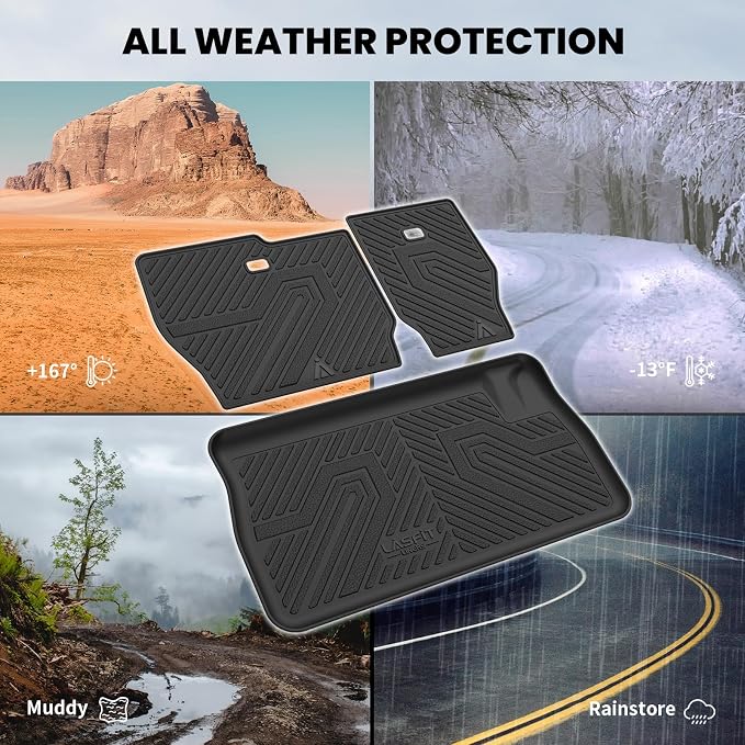 LASFIT Cargo Mat for Dodge Grand Caravan 2008-2020/Chrysler Town & Country | for Chrysler Town & Country 2008-2016 Trunk & Backrest Mat, All Weather TPE, Custom Fit, Full Edge Coverage, Easy to Clean