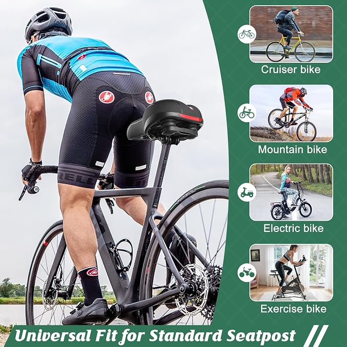 Comfortable Seat Cushion for Men Women with Dual Shock Absorbing Ball Memory Foam Waterproof Wide Bicycle Saddle Fit for Road Bikes