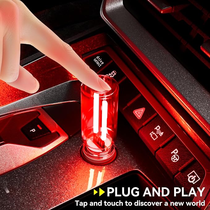 4 PCS USB Night Light Bulb,Touch Dimmable Retro Car Interior Ambient Light | Portable Glass Bottle Design Chubby Glow LED Light for Car, Truck, Bedroom, Multicolor RGB Lighting