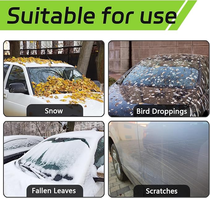 Waterproof Car Cover for Sedans 194-208 Inches, 210D Heavy Duty All Weather Auto Cover with Driver Door Zipper & Tire Straps, UV Sun Rain Snow Hail Protection