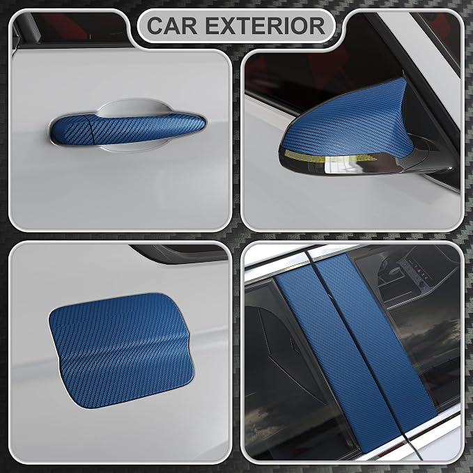Lypumso 3D Blue Carbon Fiber Vinyl Wrap, Car Wrap Film Roll with Air-Release Technology for DIY Use, Car Auto Decal Exterior and Interior Wrapping Film, Vehicle Self Adhesive Sticker(1FT x 5FT)