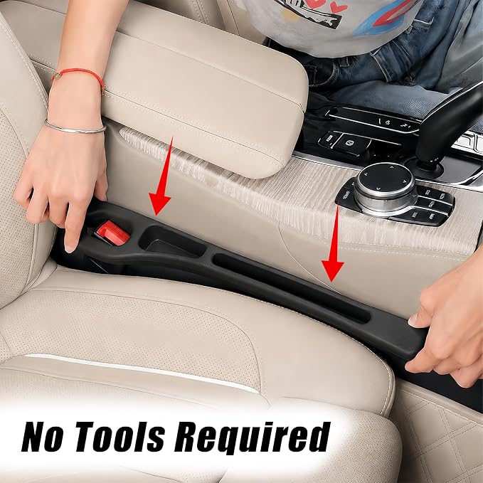 Car Seat Gap Filler Organizer 2 PCS Black Universal Seat Gap Plug Blocker Anti-Drop Console Catcher Phone Keys Storage for Car Truck SUV Auto Accessories Style3