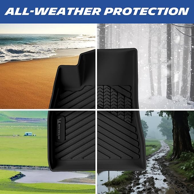 Michelin Vehicle Mats, Premier Series All-Weather TPE Custom Fit Liner for 2024-2027 Tesla Model 3 Floor Mats (6 Piece)