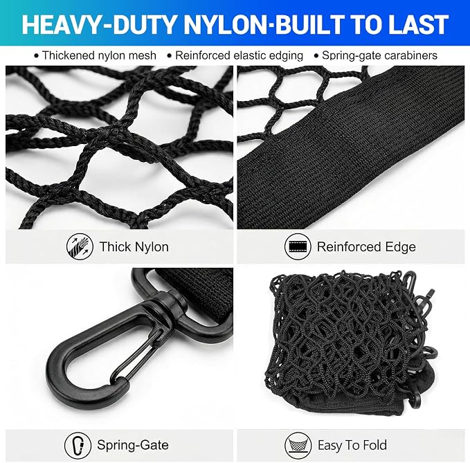 Trunk Cargo Net Fits for 2010-2024 Toyota 4Runner Trunk Organizer Floor Flat String Bag Cargo Storage Pocket Compatible with 4Runner 5-Seat 2nd Row Accessories Elastic Stretchable Net
