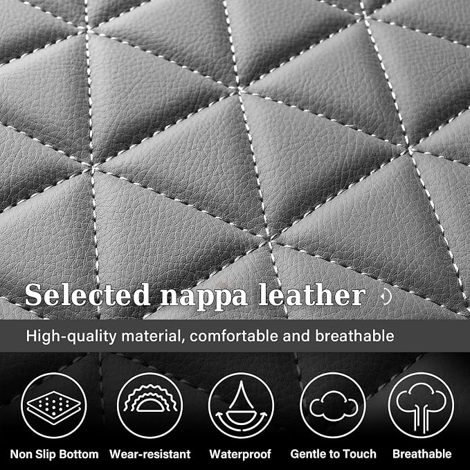 Coverado Ram Seat Cover, Waterproof Dooge Ram 1500 Seat Cover Compatible with 2002-2026 RAM 1500 2500 3500 with Curved Bench, Ram 1500 Accessories (Front, Dark Gray)