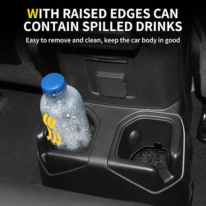 Cup Holder Inserts Coaster Compatible with Jeep Wrangler JL Gladiator JT 2018-2026 Accessories, Center Console Cupholder Pad, Non-Slip Drink Liner, Original Design, TPE, 4-Pcs Front Rear