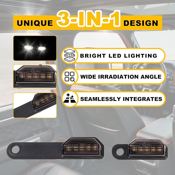 LED Interior Dome Lights Kit Fit for 21-25 Ford Bronco 2/4 Door | Fit for Hardtop & Softtop, 4PCS, Interior Light Accessories, Not Fit Bronco Sport