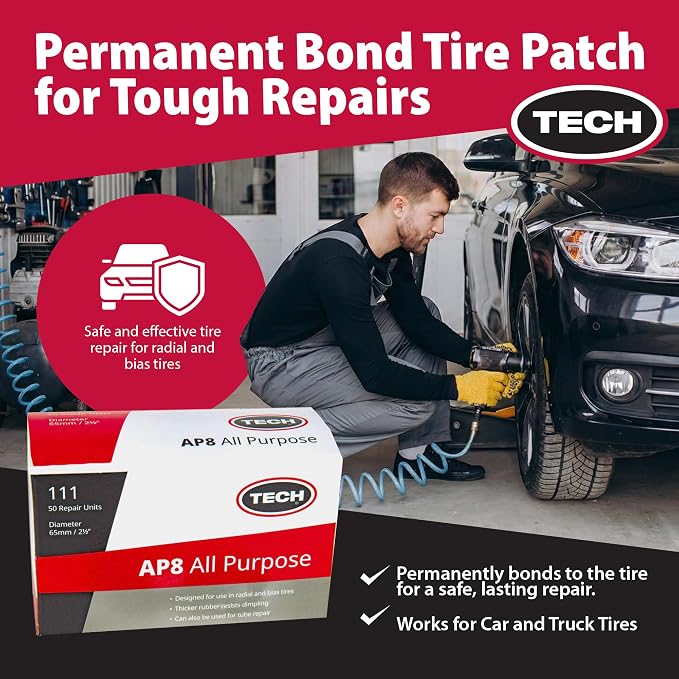 TECH Tire Repairs AP8 Round All Purpose 2 1/2" (65mm), Box of 50