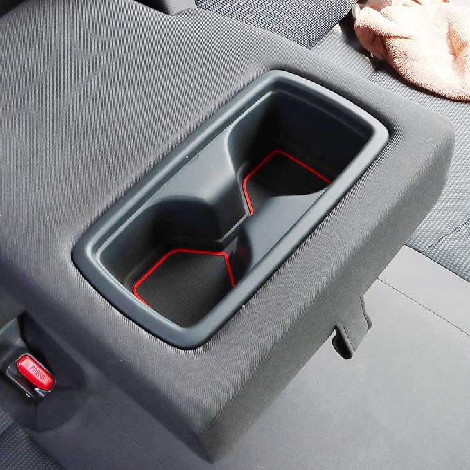 Auovo 3D Cup Holder Inserts for Toyota RAV4 Accessories 2025 2024 2023 2022 2021 2020 2019 Silicone Center Console Cup Holder Coaster Liner Mat Pad Interior Trims (Red, 2pcs kit)