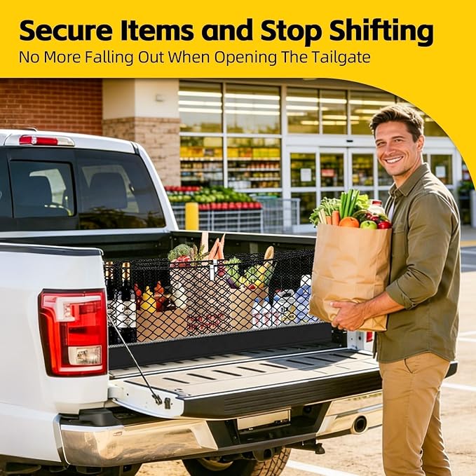Zoned Storage 3-Layer Cargo Net for Honda Ridgeline 2017-2026 | Truck Bed Net with Zipper Bag, Heavy Duty Cargo Organizer Storage Nets, Tool-Free Install for Campings& Daily Use