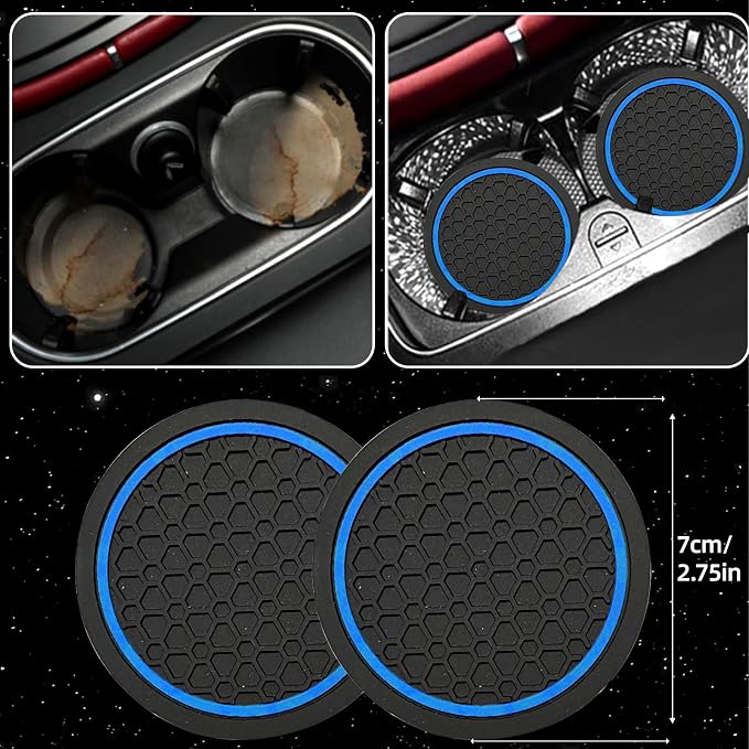 NBTEPEM 10 Pcs Car Floor Mats Full Set & Sport Leather Steering Wheel Cover 14.5-15 inch, Center Console Cover, Seat Belt Cushion, Cup Holder Coaster, Universal Automobile Interior Sets (Blue)