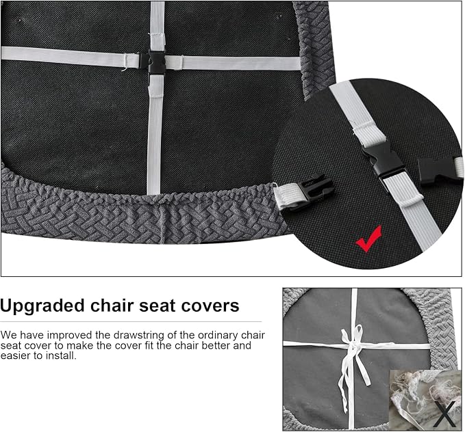 Genina Waterproof Seat Covers for Dining Room Chairs Covers Dining Chair seat Covers Kitchen Chair Covers slipcovers (Dark Gray, 4 Pcs)