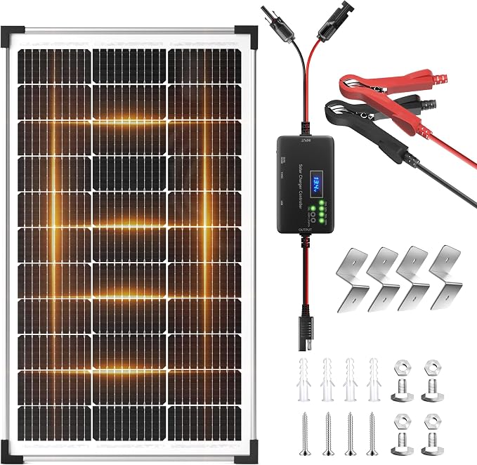 Voltset 100W Solar Panel Kit - 12V Solar Battery Charger with 20A Smart Charge Controller - Monocrystalline Solar Trickle Charger for RV Battery Car Boat Marine Trailer Camper and Off Grid System