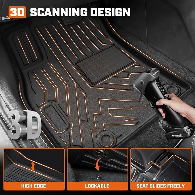 Mixsuper Floor Mats for 2019-2026 Chevy Silverado/GMC Sierra 1500 Crew Cab, 2020-2026 Chevrolet Silverado/GMC Sierra 2500HD/3500HD Crew Cab (Fit with Rear Under-Seat Storage Box) with Door Sill Guards