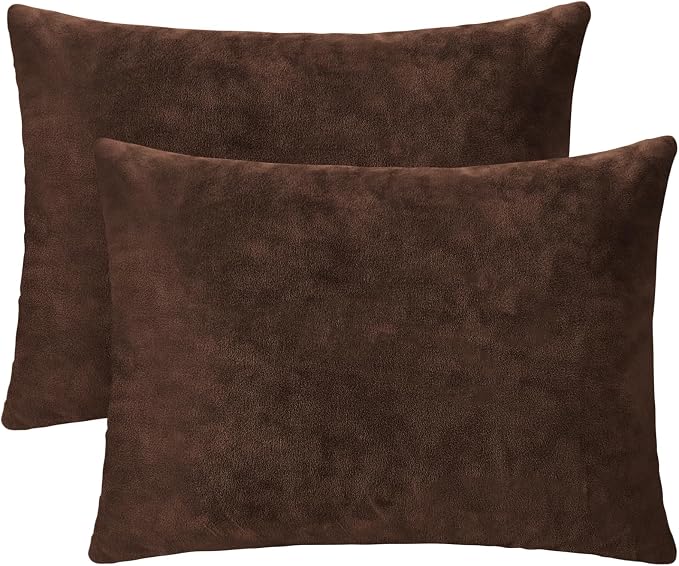 1 MIDDLE ONE 2 Pack Small Pillow, 16 X 12 Inches, Memory Foam Mini Pillow for Travel, Camping, Sleeping, Nap and Neck, Knee, Lumbar Support, Tiny Cushion for Pet, Dogs (Brown)