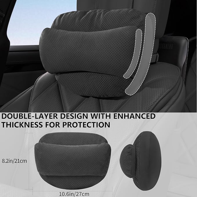 Car Headrest Pillow, Car Pillow for Driving with Adjustable Strap | Car Neck Pillow for Driving, Car Neck Support Pillow for Neck Pain Relief, Universal Fit Neck Pillow for Car Home Office