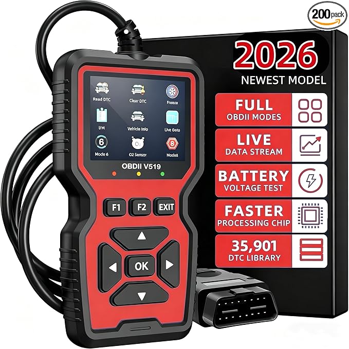 V519 OBD2 Scanner Diagnostic Tool, Car Code Reader with 35,901 Built-in DTC Lookup, Check Engine Light Reader, Live Data, I/M Readiness, Battery Voltage Test, for 1996+ Vehicles