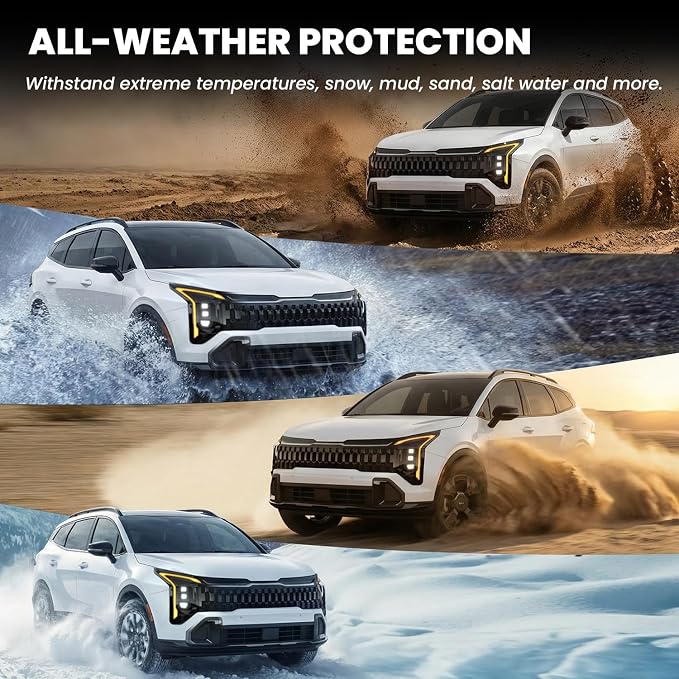 LASFIT Floor & Cargo & Seatback Mats for Kia Sportage Gas 2026 2025 2024 2023 (Not Fit Hybrid), All Weather TPE Custom Fit Floor Liners with Full Set Car Mats & Trunk Mats Accessories, Black