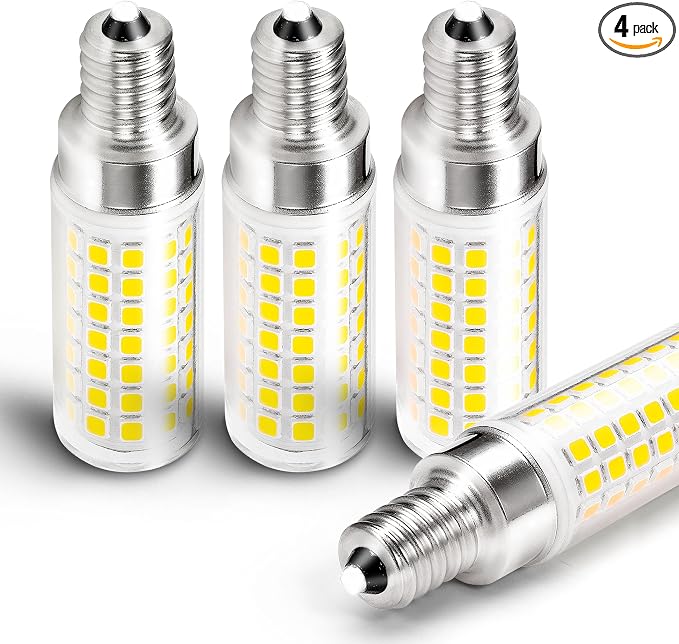 6W Dimmable E12 Ceiling Fan Bulb Natural White 4000K Candelabra Base,4 Pack | AC120V, Equivalent 60W, T6 C7 Candle Small Base for Desk lamp Outdoor Wall Sconce Chandelier Pendant Vanity Lighting, 600lm