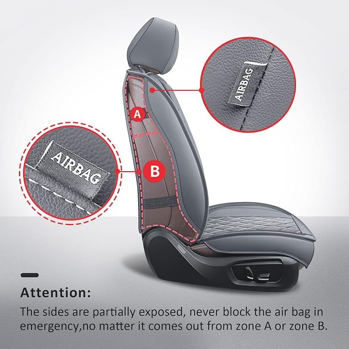 MIROZO Ram Seat Covers Full Set, Waterproof Car Seat Cover Grey Leather Truck Seat Protector Compatible with 2009-2026 RAM 1500/2500/3500 Crew Quad Cab Pickup with Split Curved Bench 40/60,Gray