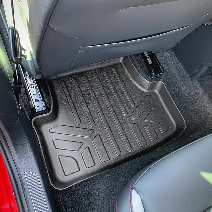 SMARTLINER Custom Fit Floor Liners - Fits 2022-2024 Volkswagen Golf R & Golf GTI - 1st & 2nd Row Liner Set - All Weather Floor Liners - Black