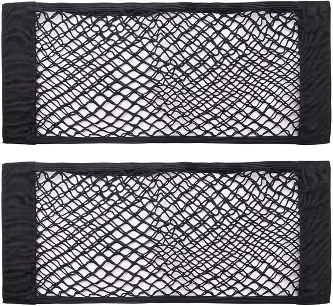 Universal Mesh Cargo Net Storage Net Wall Sticker Organizer Pouch Bag Storage Mesh Net for Car Trunk Storage Add On Organizers for Car Truck (24" x 9.5"（2 Packs)