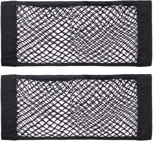 Universal Mesh Cargo Net Storage Net Wall Sticker Organizer Pouch Bag Storage Mesh Net for Car Trunk Storage Add On Organizers for Car Truck (24" x 9.5"（2 Packs)