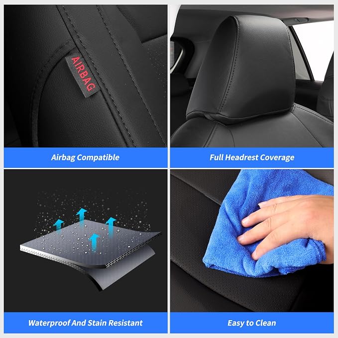 coverdream Sienna Seat Covers Custom Fit for 2021-2026 Toyota Sienna Limited,Platinum,7-Seater,2nd Row Captain Seats W/Leg Rest,Waterproof Faux Leather Car Seat Protector(Full Set,Black)