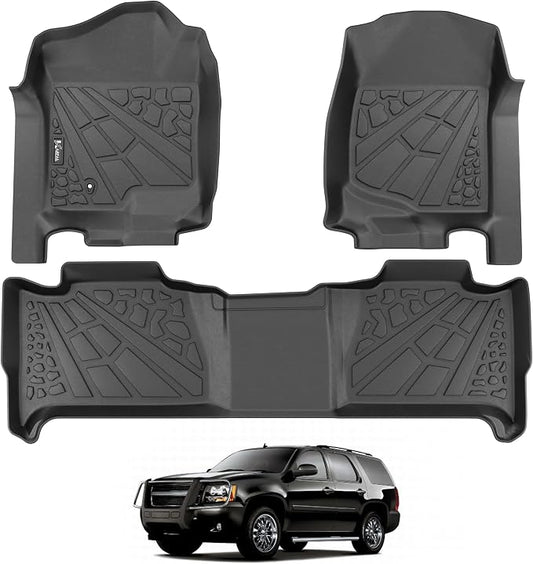 KARPAL Floor Mats for 2007-2014 Chevy Tahoe/Suburban/GMC Yukon/Yukon XL/Denali (No Hybrid Models), All-Weather TPE Custom Fit Floor Liners Car Accessories