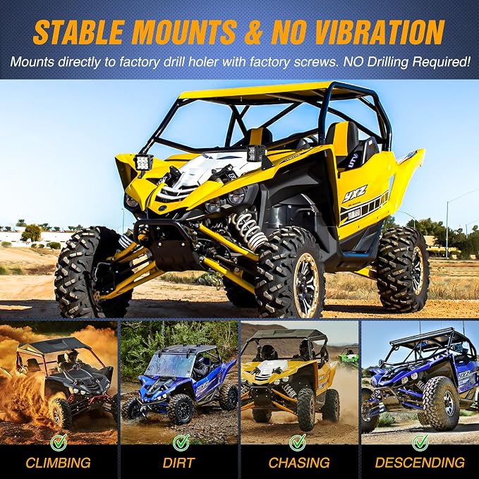 Nilight Light Bar Mounting Brackets for 40-42 Inch LED Straight Curved Lights UTV Roof Upper Windshield Compatible with Yamaha YXZ 1000 1000R Models 2016 2017 2018