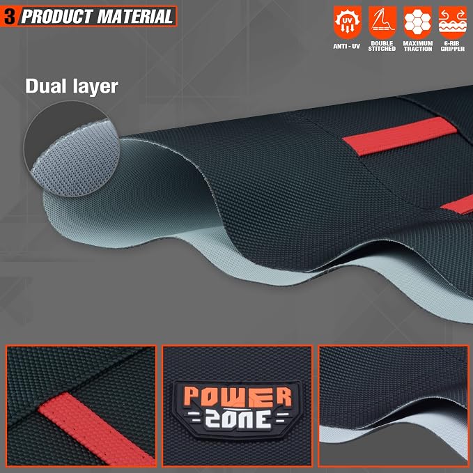 Universial Dirt Bike Seat Cover - Soft Ribbed Rubber Seat Covers for Motorcross Enduro (Red)