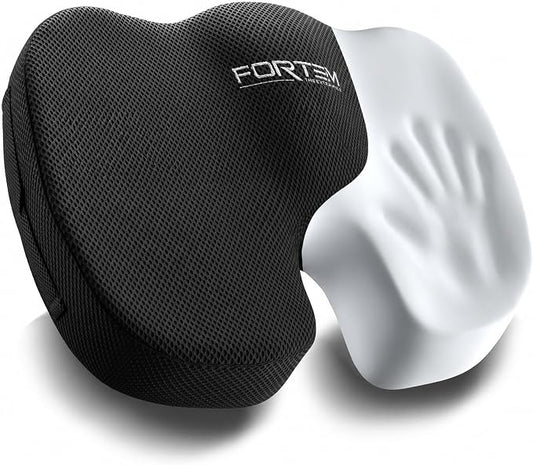 FORTEM Seat Cushion, Office Chair Cushion, Memory Foam Car Seat Cushions, Sciatica Coccyx Tailbone Pain Relief, Chair Cushions for Back Support, Sitting Pad for Gaming, Washable Cover, Non Slip