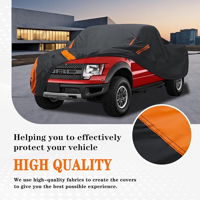 Heavy Duty Waterproof Snow Car Cover for Truck Ford F150, Chevy Silverado, GMC Sierra,Nissan Titan etc All Weather, UV Resistant, Dustproof and Snowproof.Fit Truck Length up 250 inches
