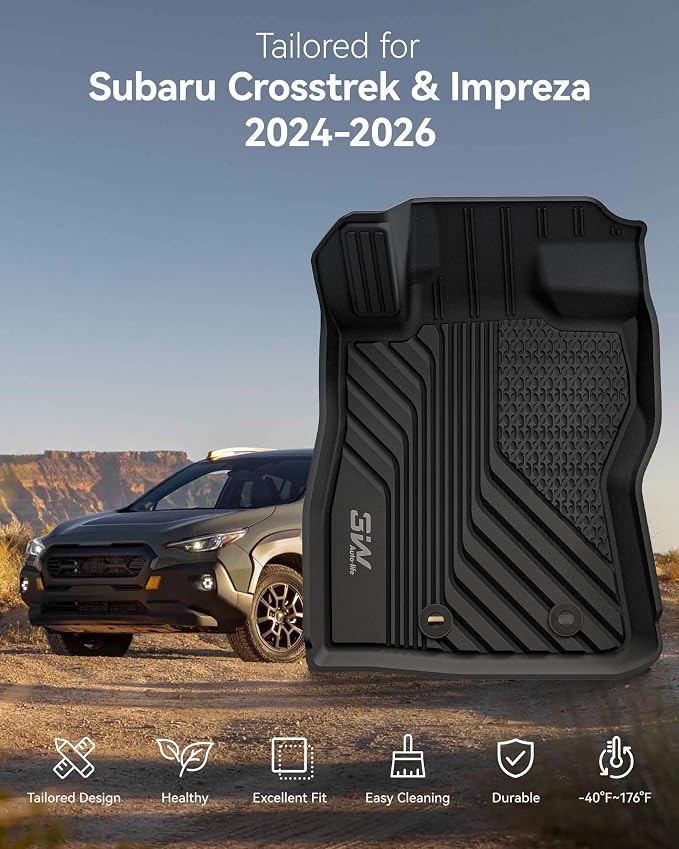 3W Floor Mats & Cargo Liner Fit for 2024 2025 2026 Subaru Crosstrek/2024 2025 2026 Subaru Impreza, All Weather TPE Car Liner Custom Fit for Crosstrek & Impreza Accessories (NOT for Hybrid)