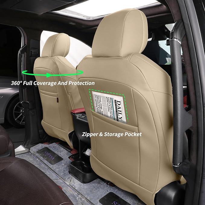coverdream Sienna Seat Covers Custom Fit for 2021-2026 Toyota Sienna LE/XLE (8-Passenger),2nd Row Bench w/Removable Middle Seat,Fully Covered,Waterproof Leather Car Seat Protector (Full Set,Beige)